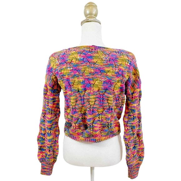 WILD FABLE Rainbow Boat Neck Pointelle Knit Pullover Sweater NWT - Picture 5 of 6